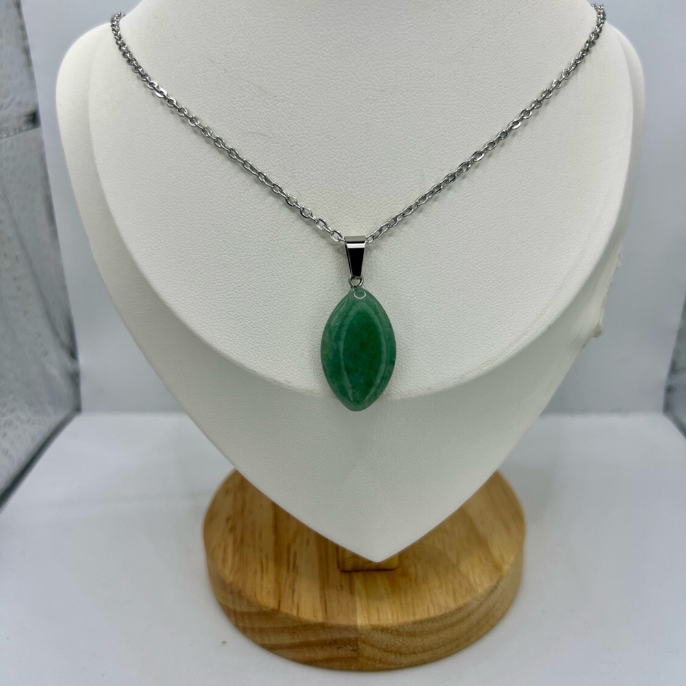 Green Jade Silver Chain Necklace